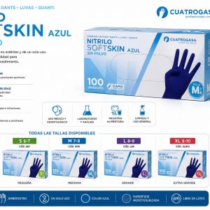 GUANTES NITRILO SIN POLVO SOFT SKIN AZUL